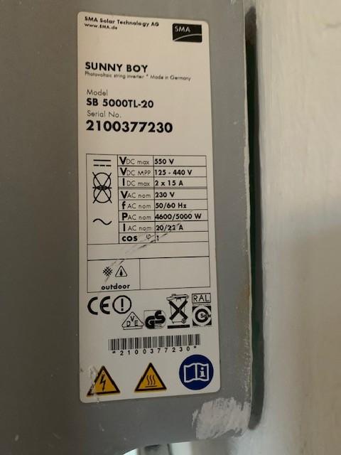 Omvormer SMA 5000W, Doe-het-zelf en Bouw, Zonnepanelen en Toebehoren, Ophalen, Gebruikt, Overige typen, 200 wattpiek of meer