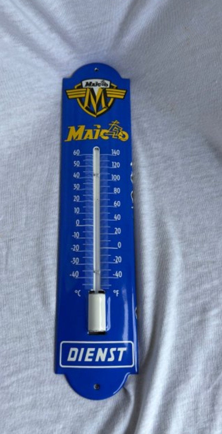 Thermomètre en émail original Matic Service. 30 cm sur 6,5 c, Enlèvement ou Envoi