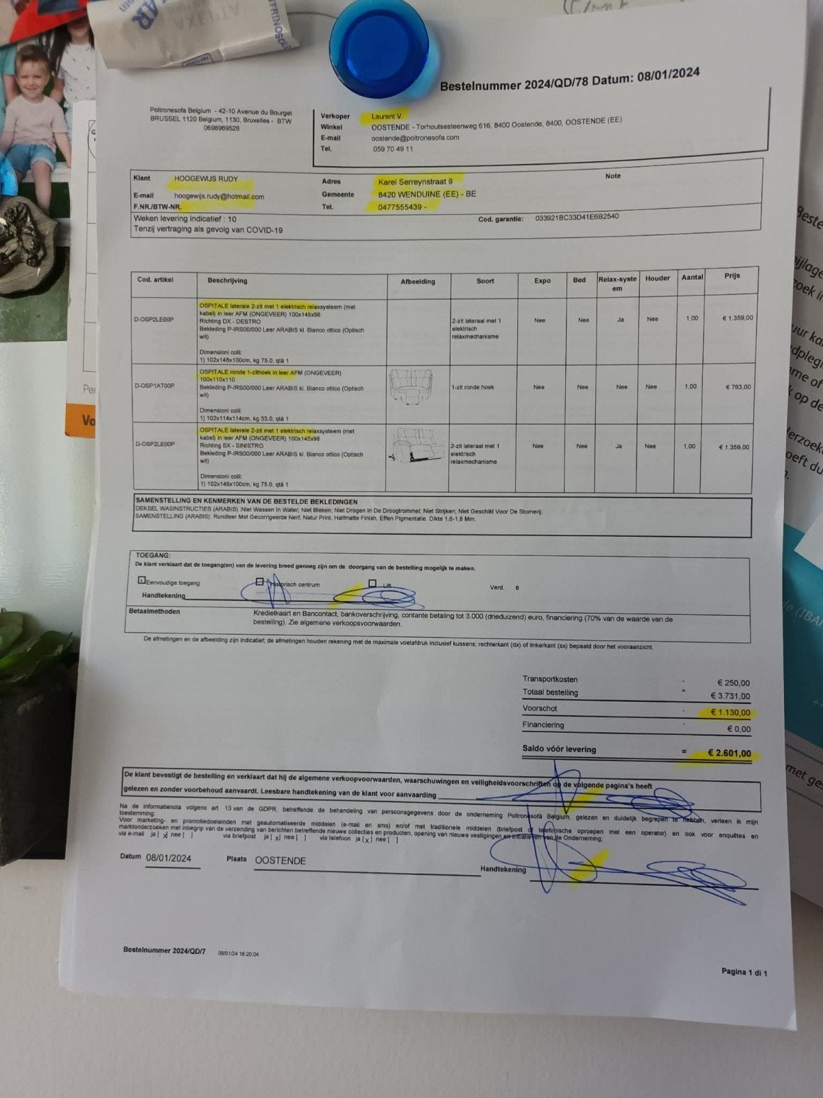 lederen gebroken wit hoekzetel, Huis en Inrichting, Ophalen, Zo goed als nieuw, Leer, Modern
