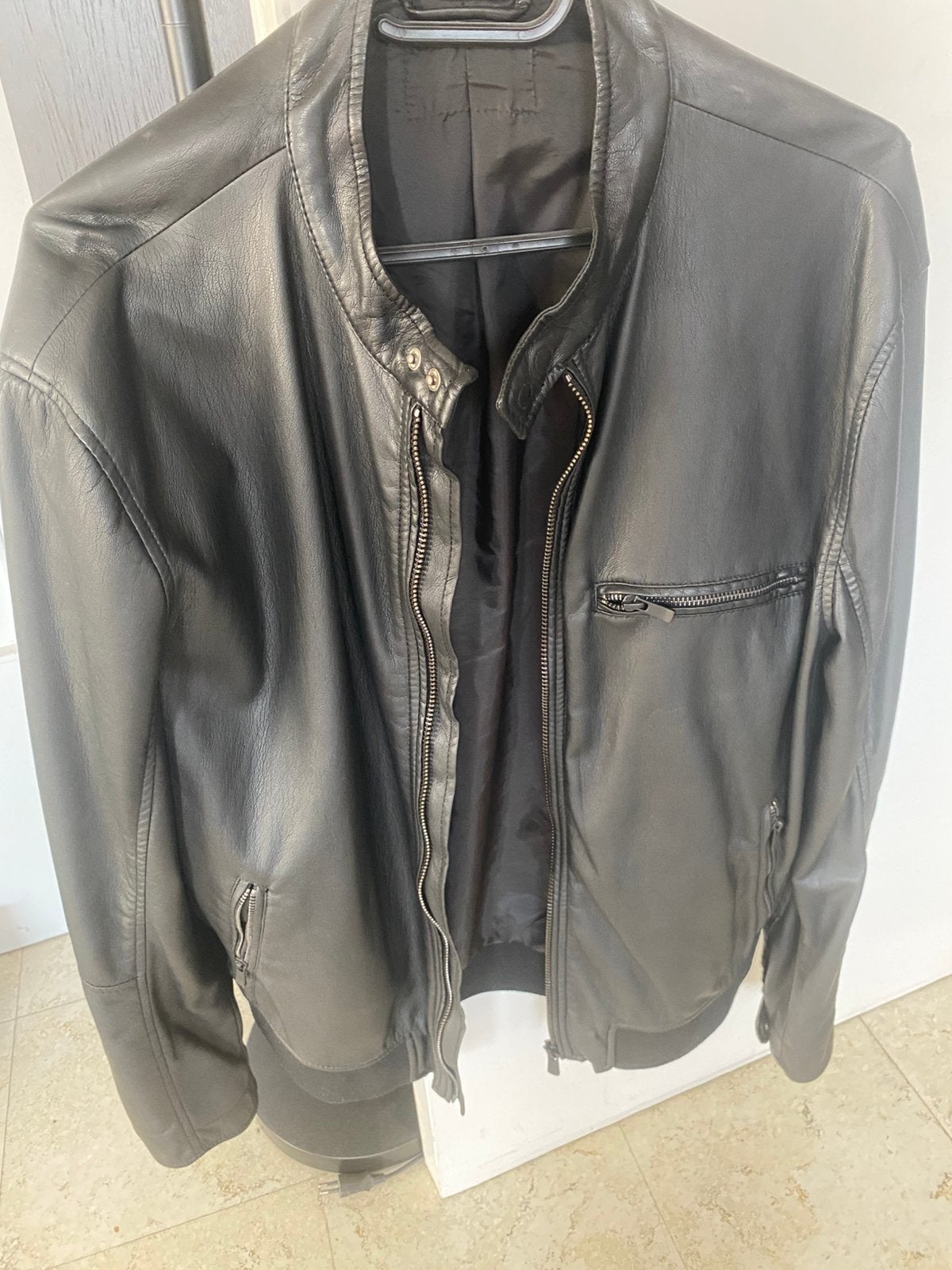 Heren Zara Men jassen leder zwart, Kleding | Heren, Verzenden, Zo goed als nieuw, Zwart