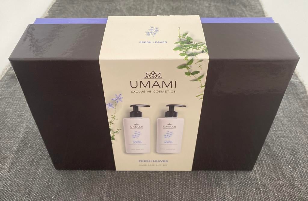 Umami exclusive cosmetics hand care giftsets 3 geuren, Ophalen of Verzenden, Zo goed als nieuw