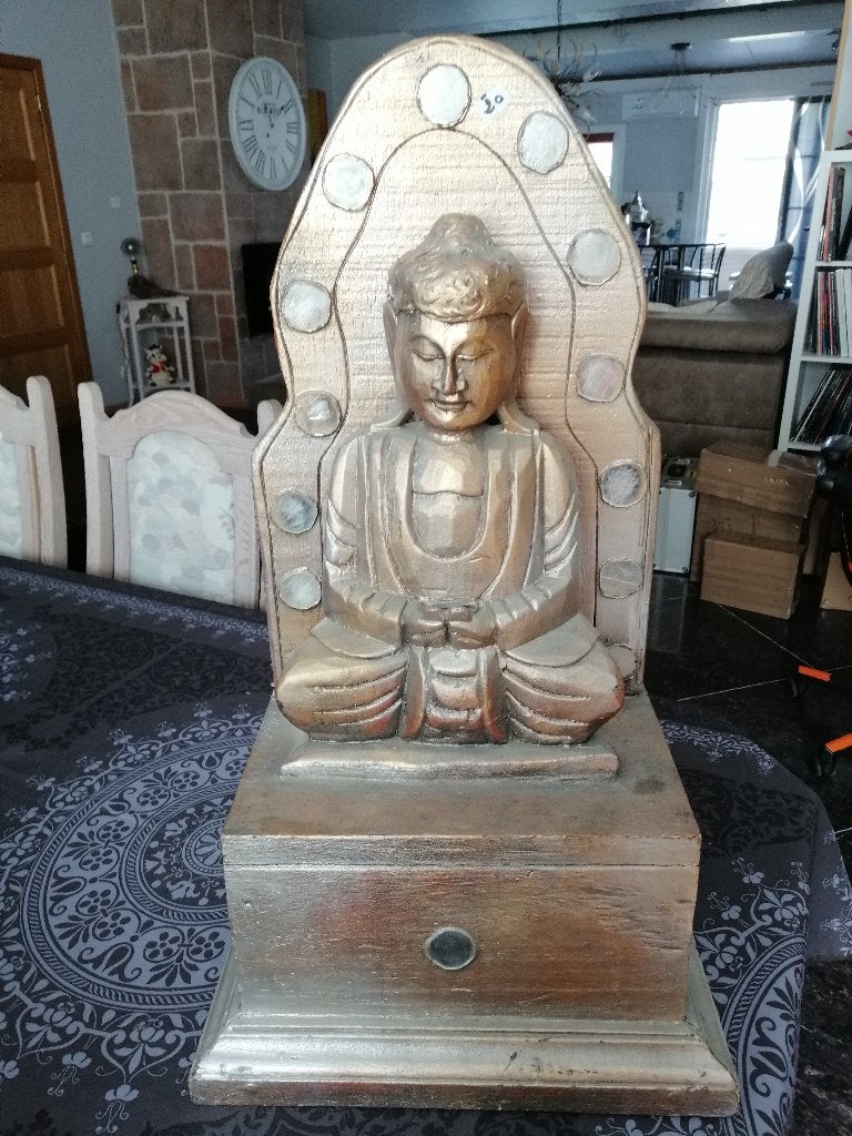 Houten Boeddha beeld, Ophalen, Overige onderwerpen, 50 - 100 cm, Beeld
