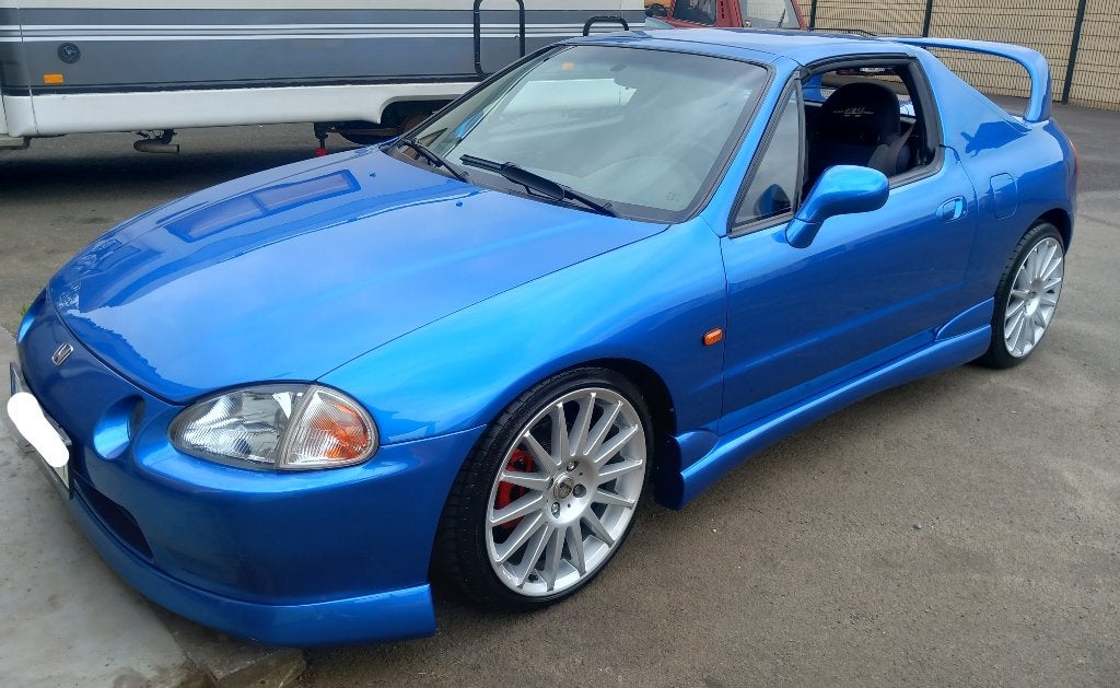Honda CRX del sol VTI-E, Auto's, Honda, Voorwielaandrijving, Zwart, Cabriolet, Leder en Stof