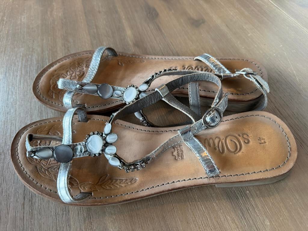 ‘S Oliver Sandalen met fantasie - maat 41, Ophalen, Sandalen of Muiltjes, Zo goed als nieuw, Grijs