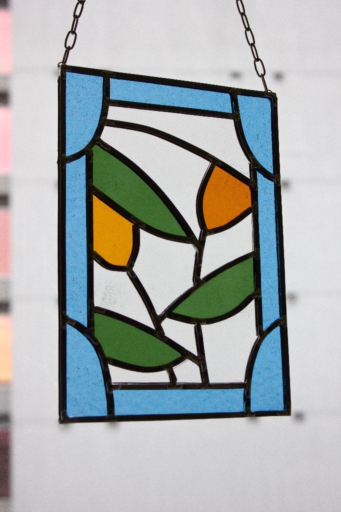Handgemaakt glas-in-loodraam — Uniek gesigneerd stuk, Antiek en Kunst, Ophalen of Verzenden