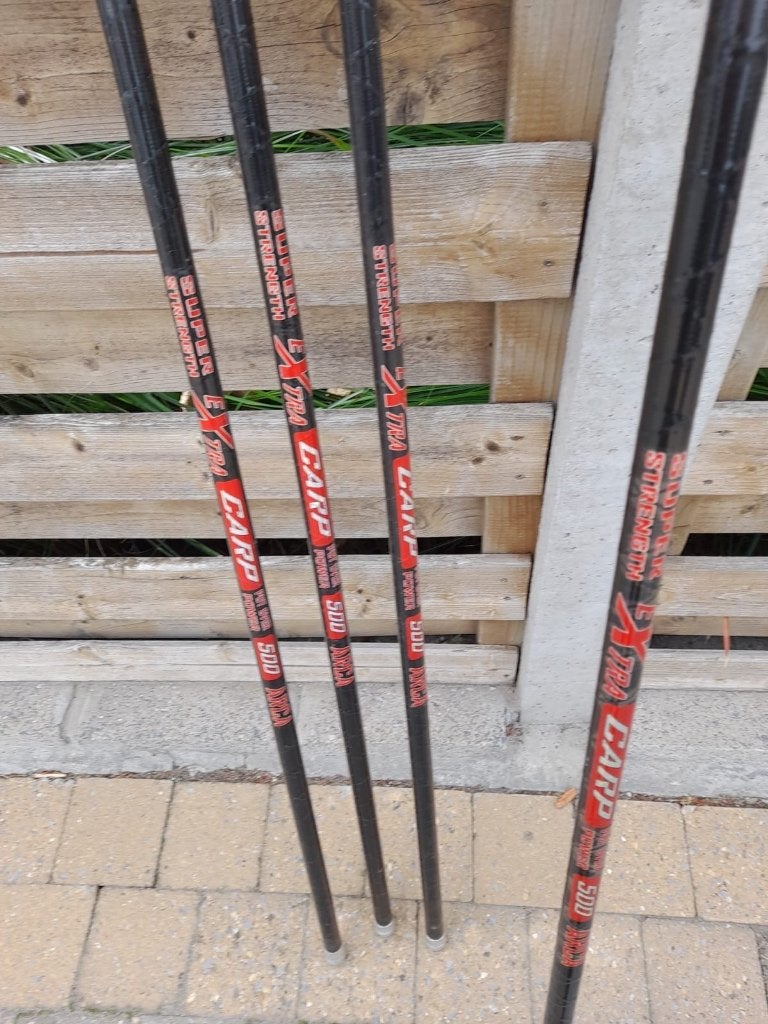 4x Exel Carp Xtreme 500 hengel – €20/stuk, Enlèvement, Utilisé, Canne à pêche complète