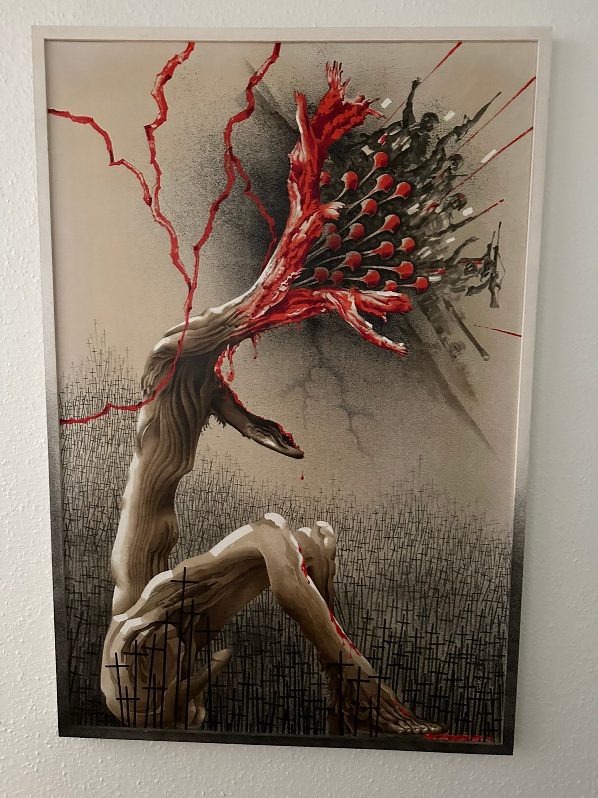 Schilderij, Antiek en Kunst, Kunst | Schilderijen | Modern, Ophalen, Hout, Gesigneerd, Abstract