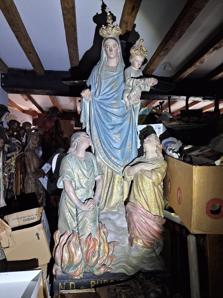 Beeld OLV en Jezus troosten  zielen in het vagevuur, Antiek en Kunst, Kunst | Beelden en Houtsnijwerken, Ophalen