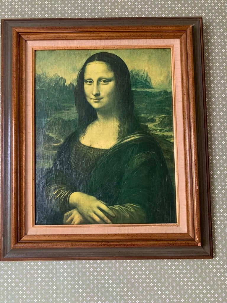 SCHILDERIJ OP KARTON MONA LISA, Antiquités & Art, Art | Peinture | Classique, Enlèvement, Portrait ou Personnes, Panneau