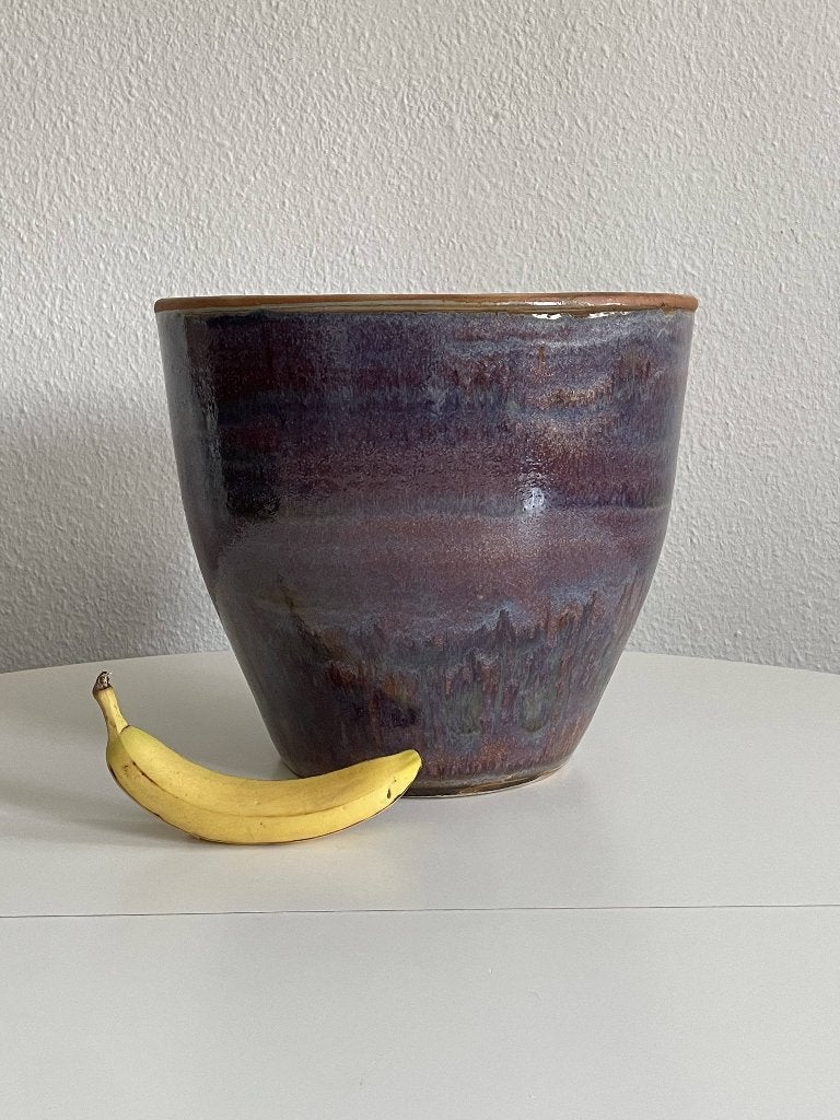 Grote bloempot met paarse glazuur, 25 à 40 cm, Comme neuf, Enlèvement, Moins de 40 cm