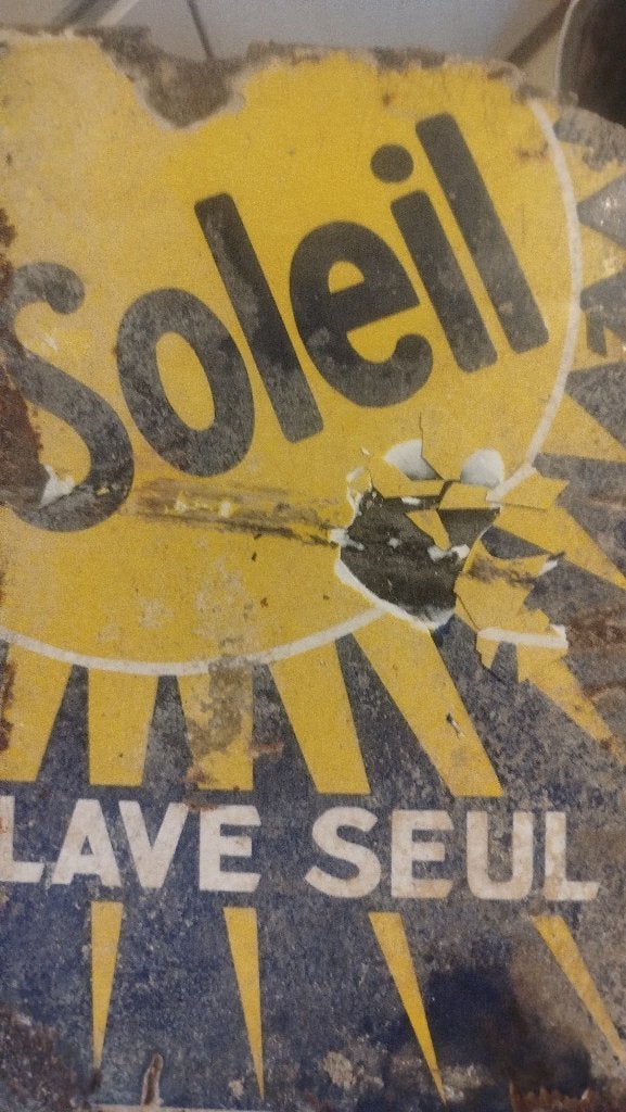 Plaque émaillée Soleil lave seul, Enlèvement