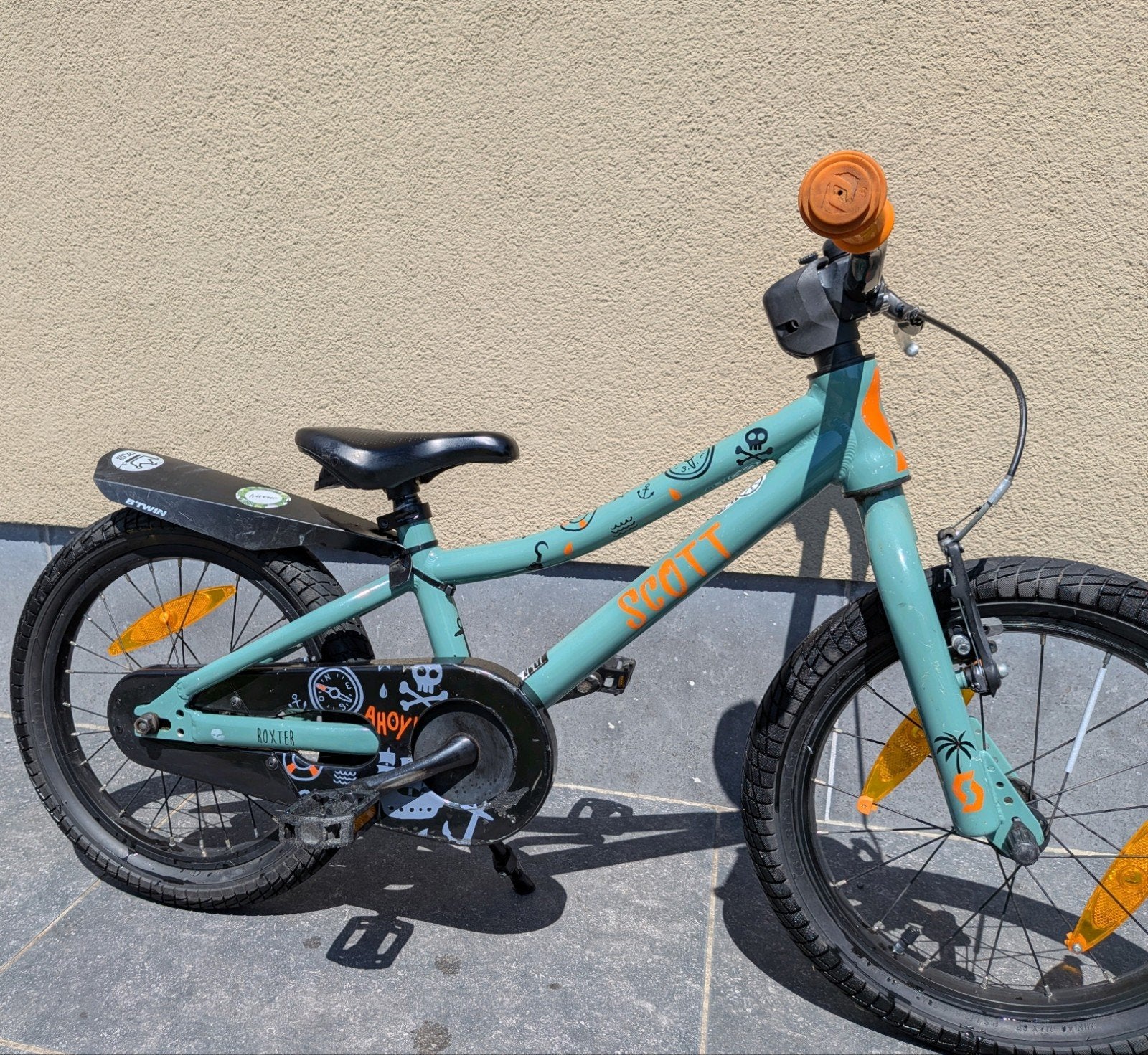 Scott contrail kinderfiets 16inch - groen - piraten, Fietsen en Brommers, Ophalen, Terugtraprem, Scott, 16 tot 20 inch
