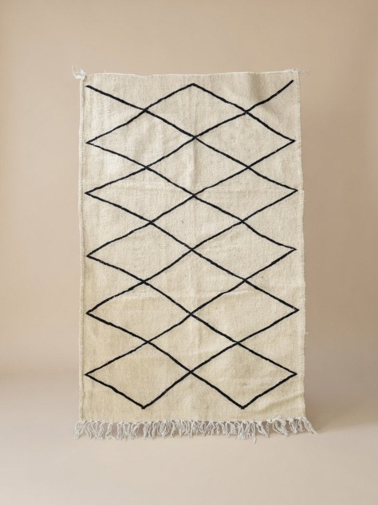 Kelim tapijt Beno Ouran crème, Crème, Nieuw, 150 tot 200 cm, Rechthoekig