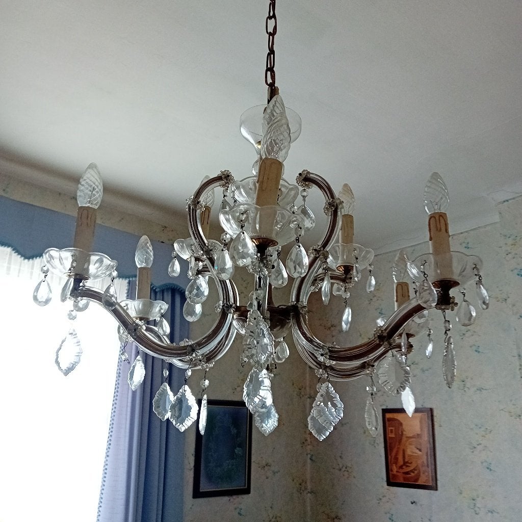LUSTRE EN VERRE, Enlèvement, Utilisé, Verre, E14 (petit)