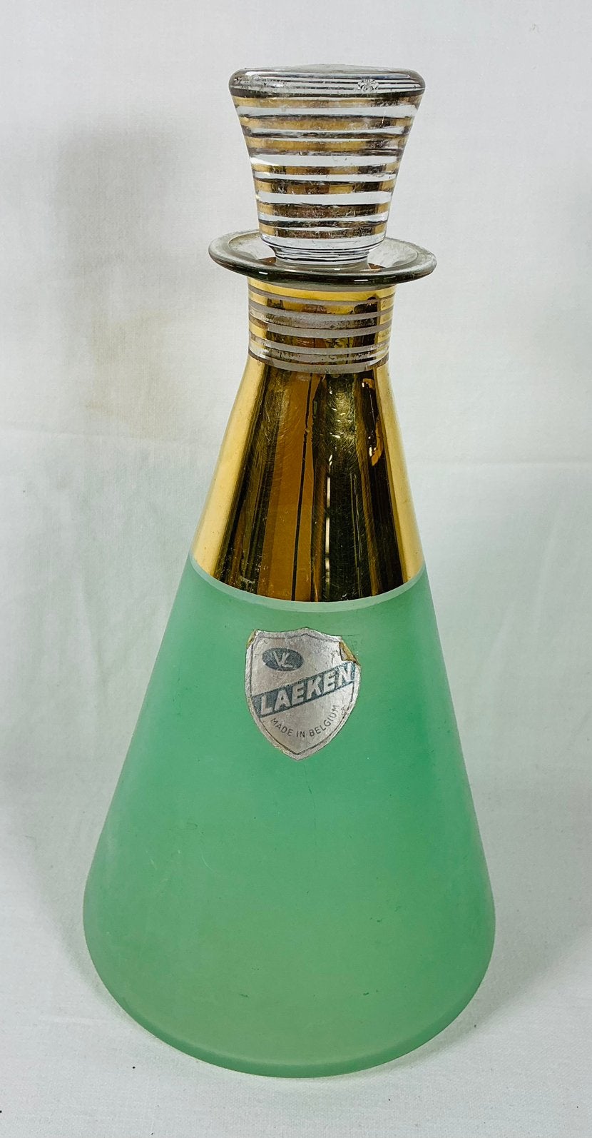 Verrerie Laeken Antiek Art Deco design glazen karaf flacon, Ophalen of Verzenden