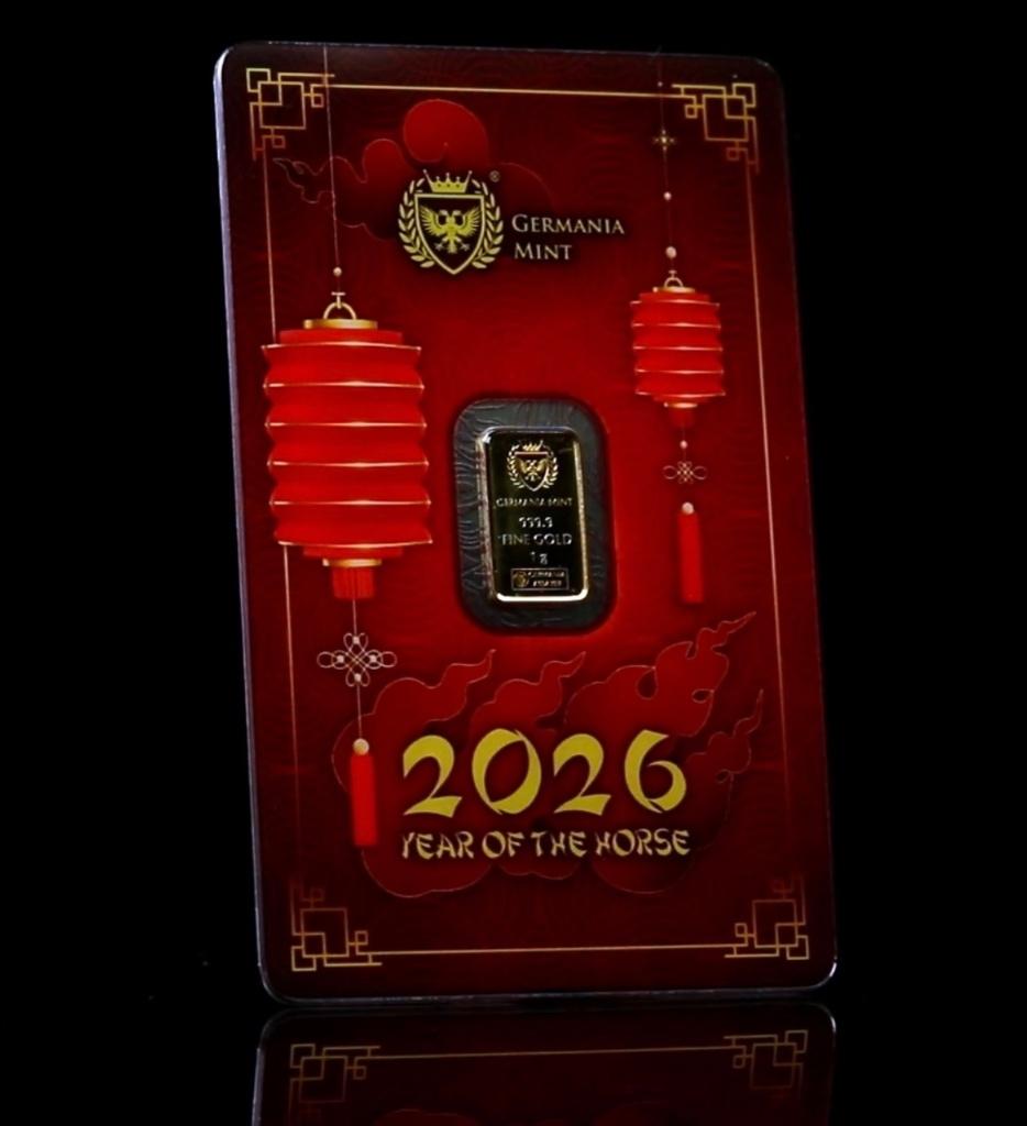1g goudbaar 2026 « Year of the Horse » Germania Mint, Enlèvement ou Envoi, Or