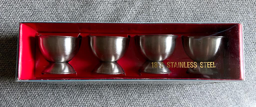 Set de 4 Coquetiers "Vintage" ('70) // Acier Inoxydable 18-8, Enlèvement ou Envoi, Neuf