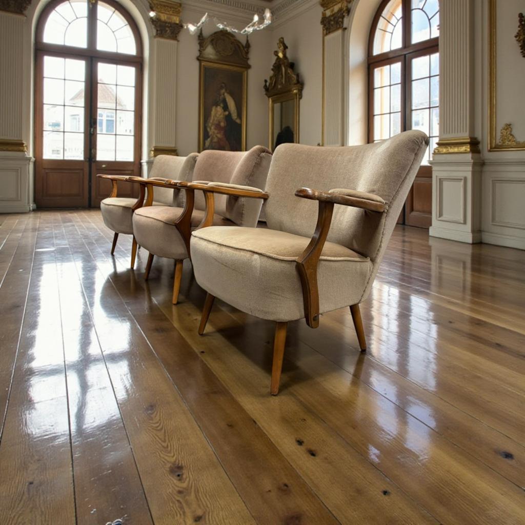 Vintage beige cocktailstoel / fauteuil / eenzit met leuning, Verzenden