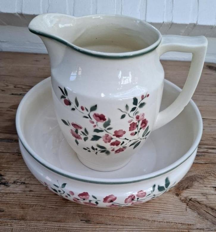 Vintage VEB Annaburg DDR lampetstel, spuitmotief bloemen, Ophalen of Verzenden