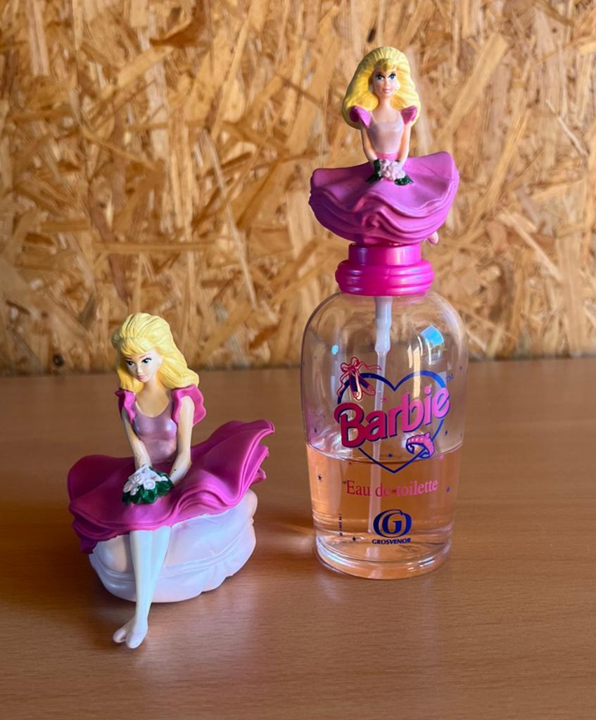 Vintage Barbie-set uit de jaren 90 - parfumfles en badfiguur, Ophalen, Gebruikt, Parfumfles