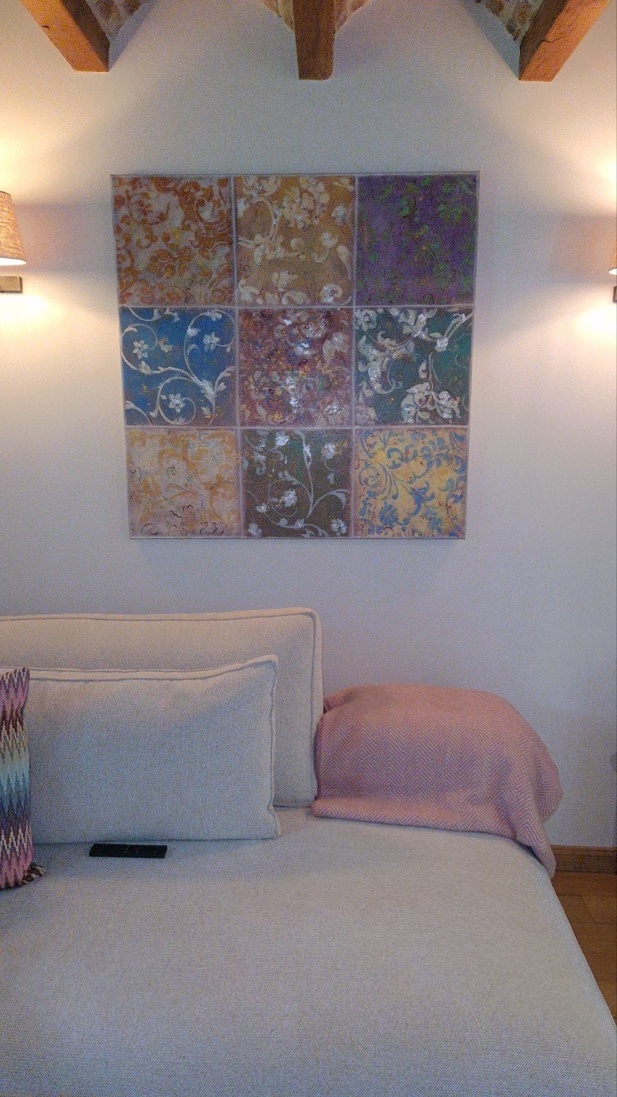 peinture colorée sur toile 100x100cm, Enlèvement