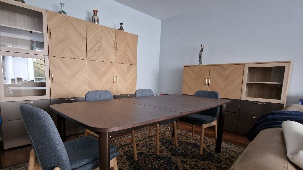 IKEA BESTÅ woon/eetkamer set + tafel & stoelen, Ophalen, Zo goed als nieuw, Scandinavisch / modern, IKEA, 4 tot 6 stoelen