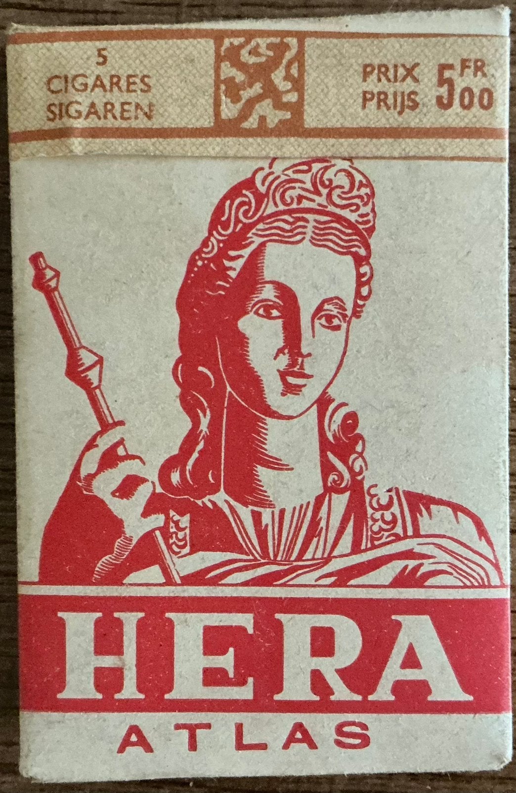 Ancien paquet de cigares HERA/ATLAS 5FR.00 (années 1940/50), Enlèvement ou Envoi, Comme neuf, Emballage