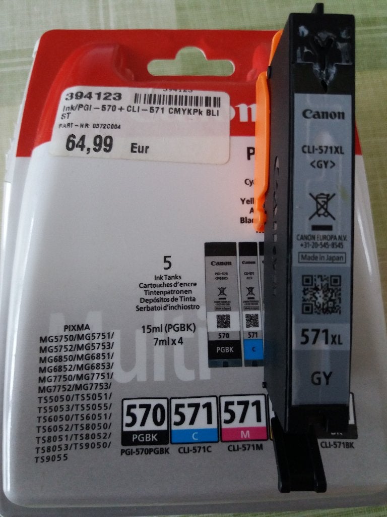 gratis Canon CLI-571 XL inkt patroon / cartridge kleur: geel, Ophalen, Nieuw, Cartridge, Canon