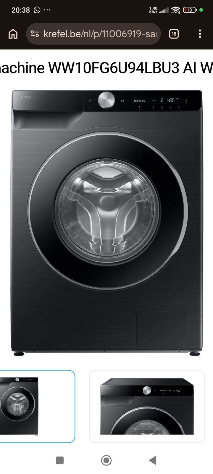 Samsung Bespoke Wasmachine 11kg (WW11BB504AAB) onderdelen, Elektronische apparatuur, Ophalen, 1200 tot 1600 toeren, 10 kg of meer