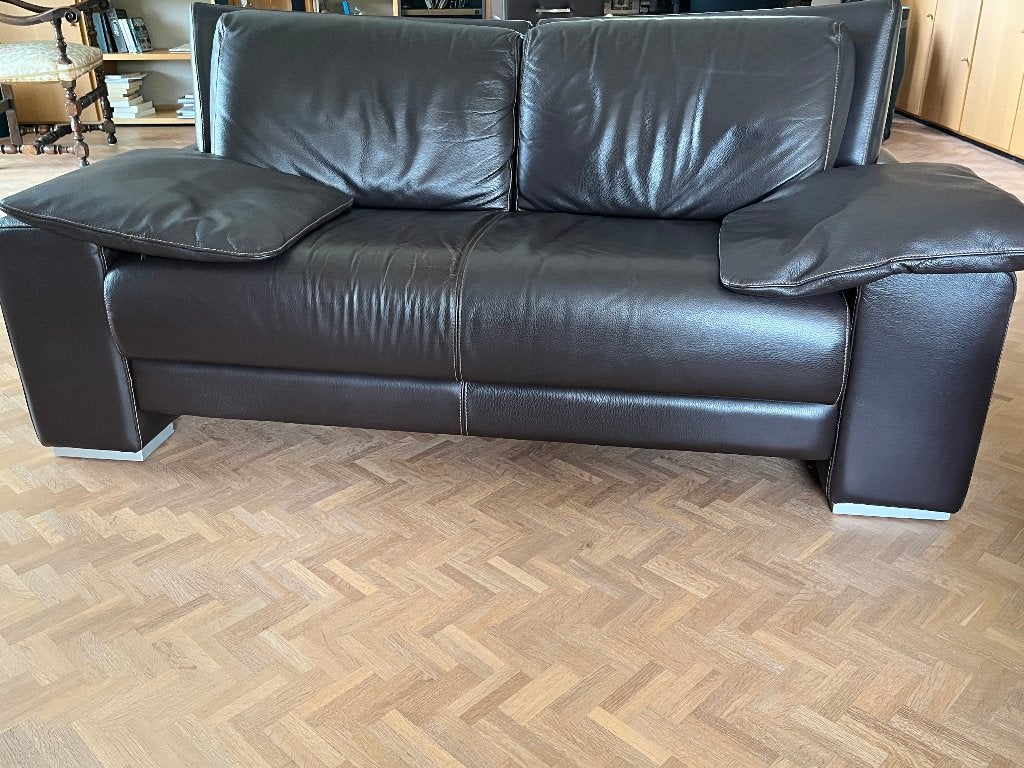 2 fauteuils avec pouf en cuir, Enlèvement, Utilisé, Cuir