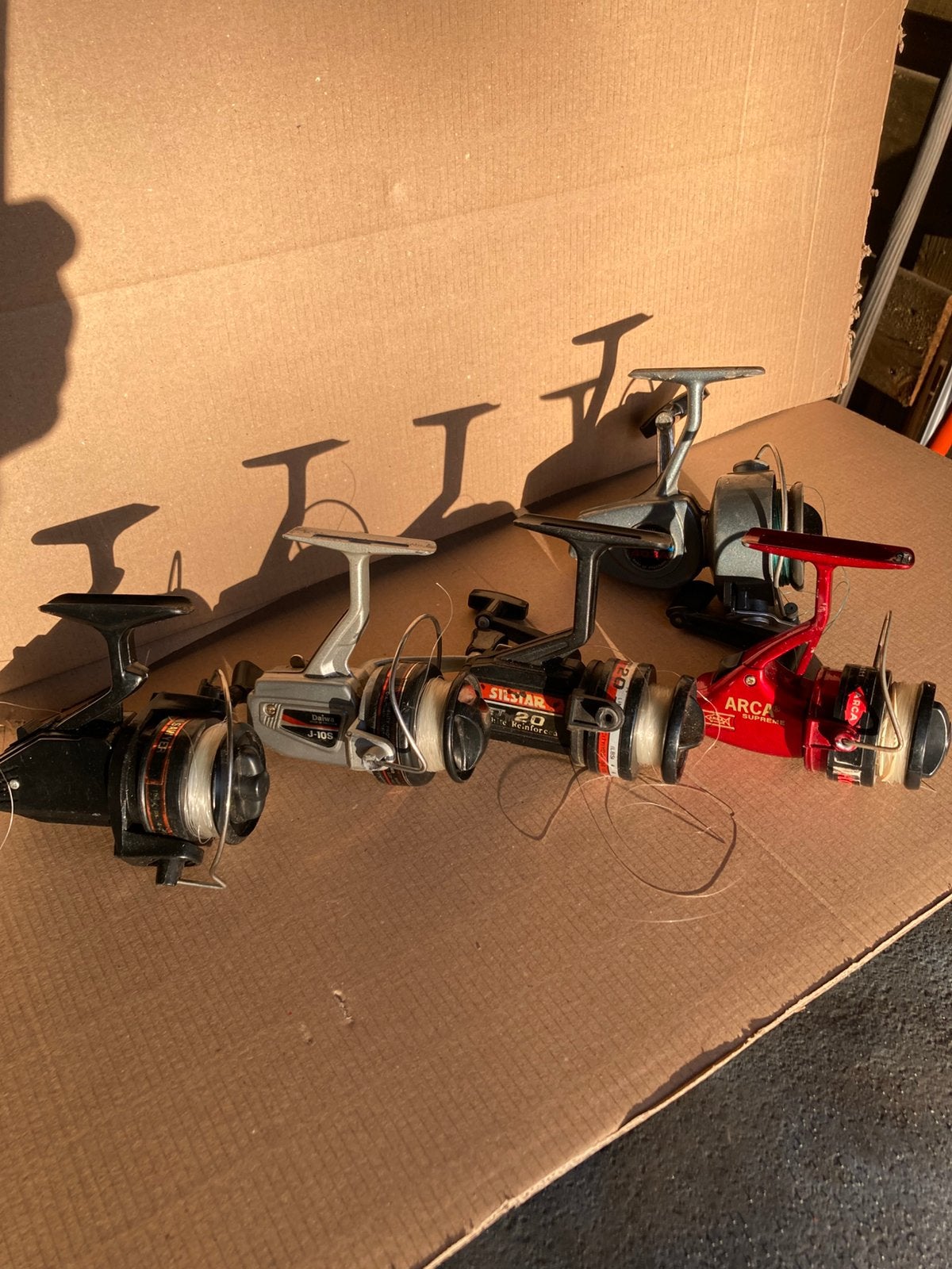 Partij vintage vismolens (5 stuks) – Daiwa, Silstar, Arca &, Enlèvement ou Envoi, Utilisé