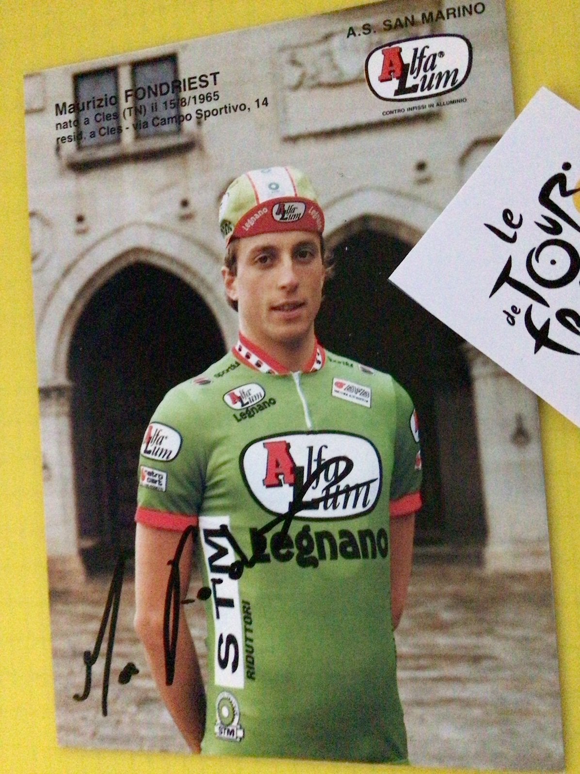 Wielerkaart team alfa lum maurizio fondriest signe, Envoi
