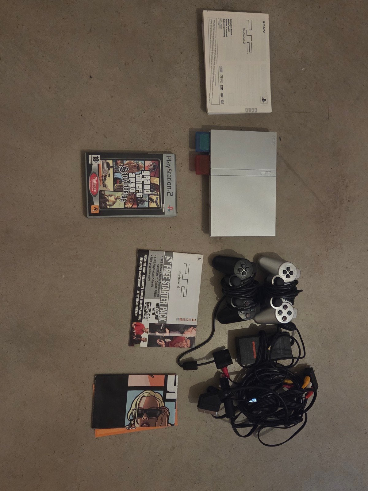 Sony PlayStation 2 Slim zilveren console - complete set, Zilver, Slim
