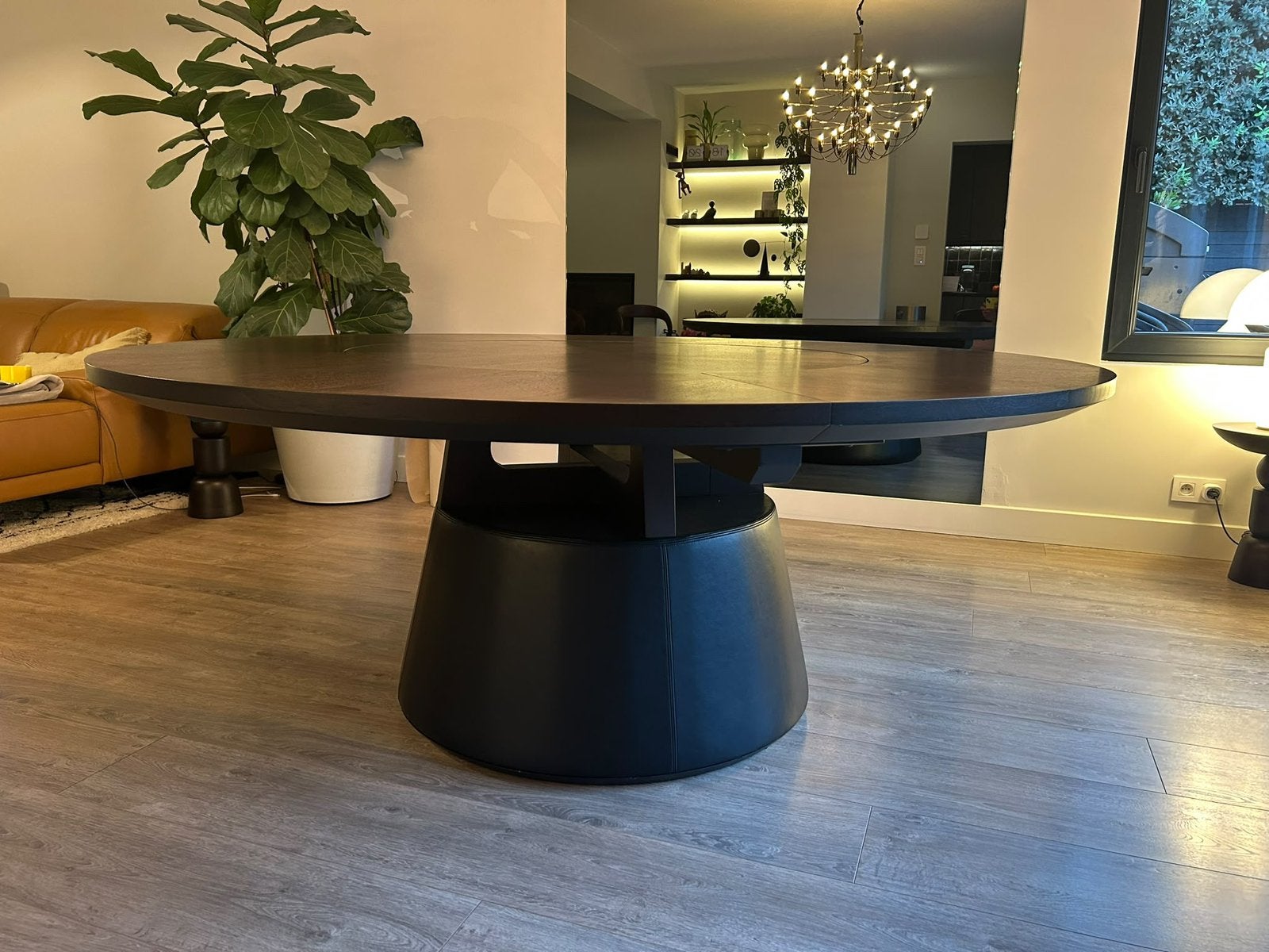 Ronde tafel walnoot 190cm, Ophalen, Gebruikt, 150 tot 200 cm, Rond