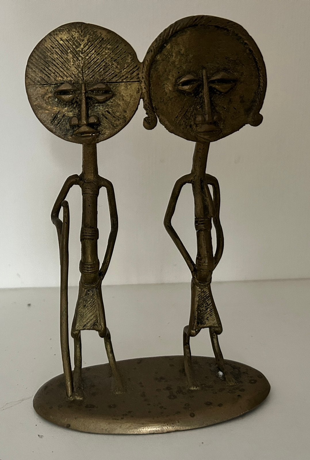 Handgegoten Afrikaanse messing sculptuur | Koppel | Massief, Antiek en Kunst, Groep mensen, Ophalen of Verzenden, Handgemaakt