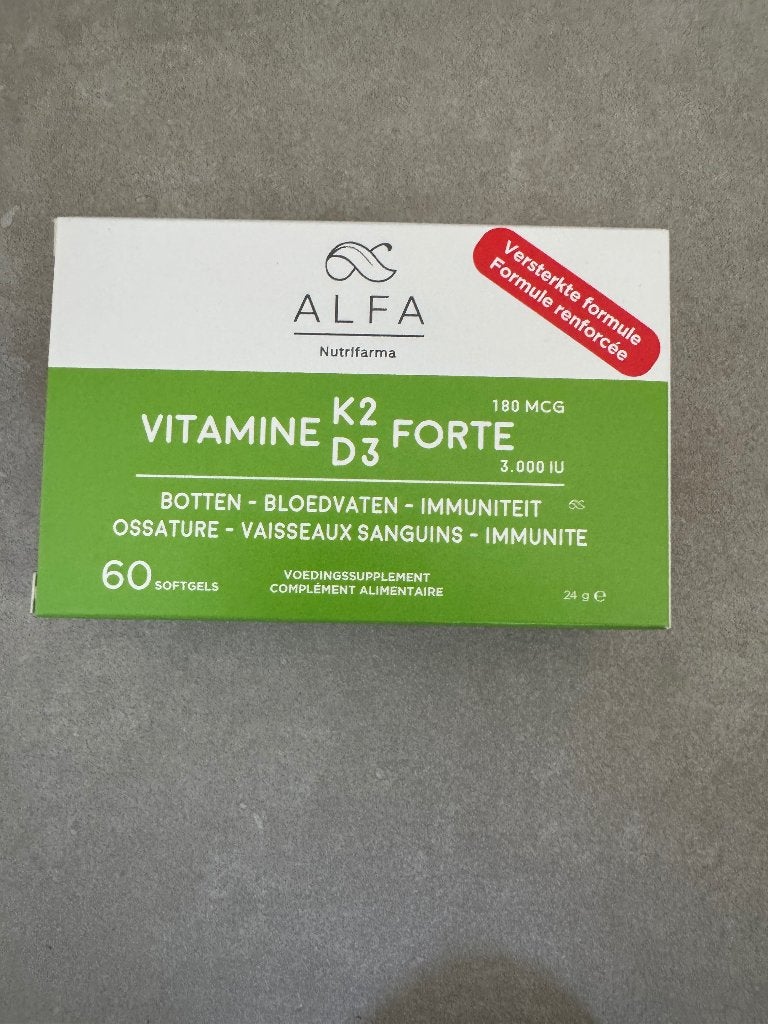 Alfa Vitamine K2 -D3 Forte, Sport en Fitness, Gezondheidsproducten en Wellness, Ophalen of Verzenden, Nieuw