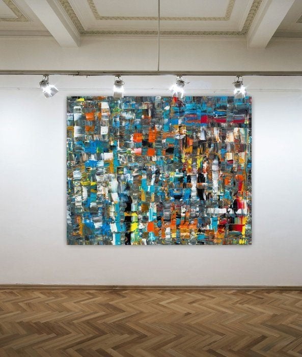 Joan Llaverias - Etnia 80 - XXL acryl 120x100 cm, Antiquités & Art, Abstrait, Textile, Peinture acrylique, Enlèvement ou Envoi