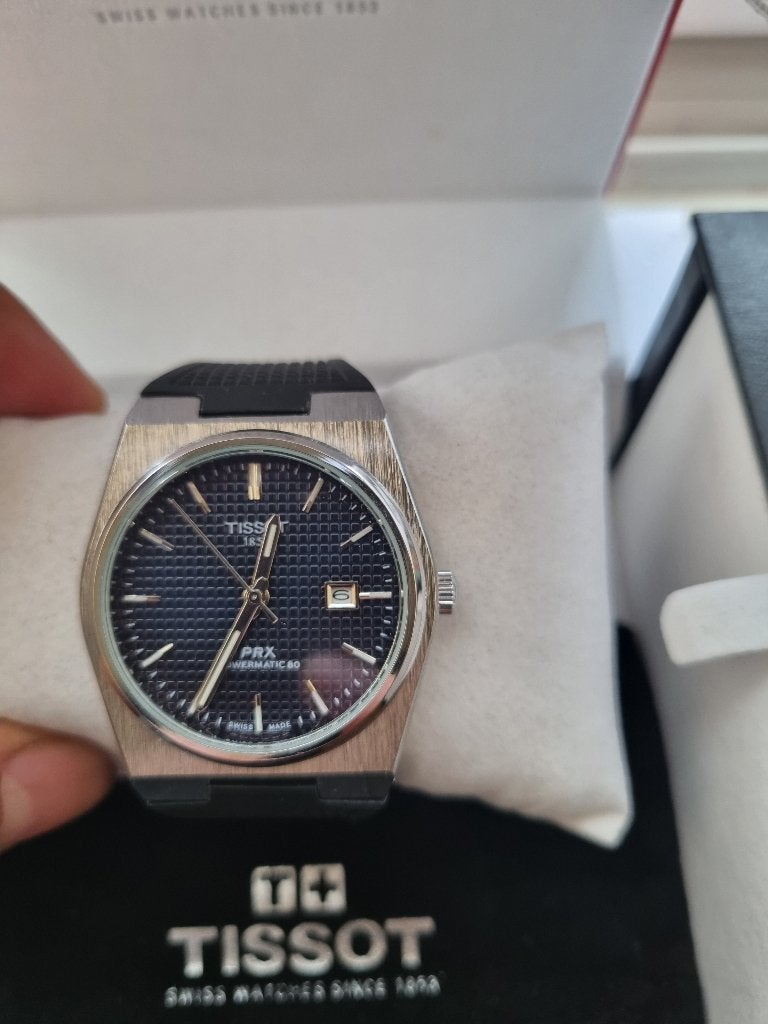 Montre Tissot prx powermatic 80, Enlèvement ou Envoi, Acier, Omega, Synthétique