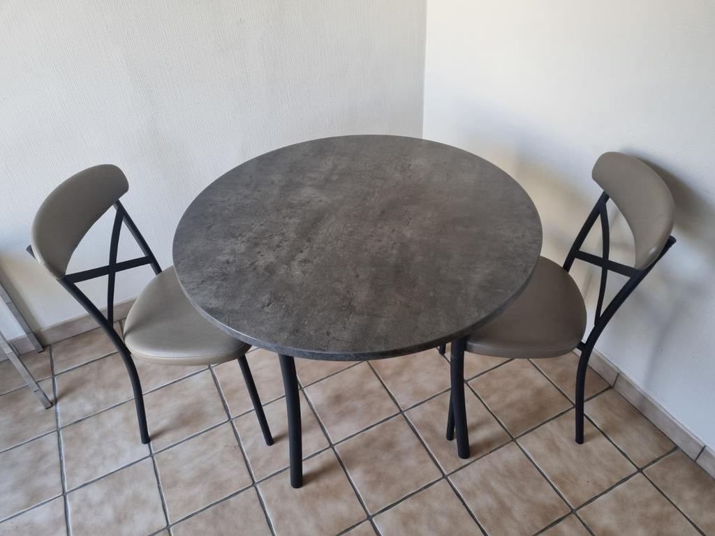 Ronde tafel en stoelen, Huis en Inrichting, Ophalen, Gebruikt, Tot twee personen, 50 tot 100 cm