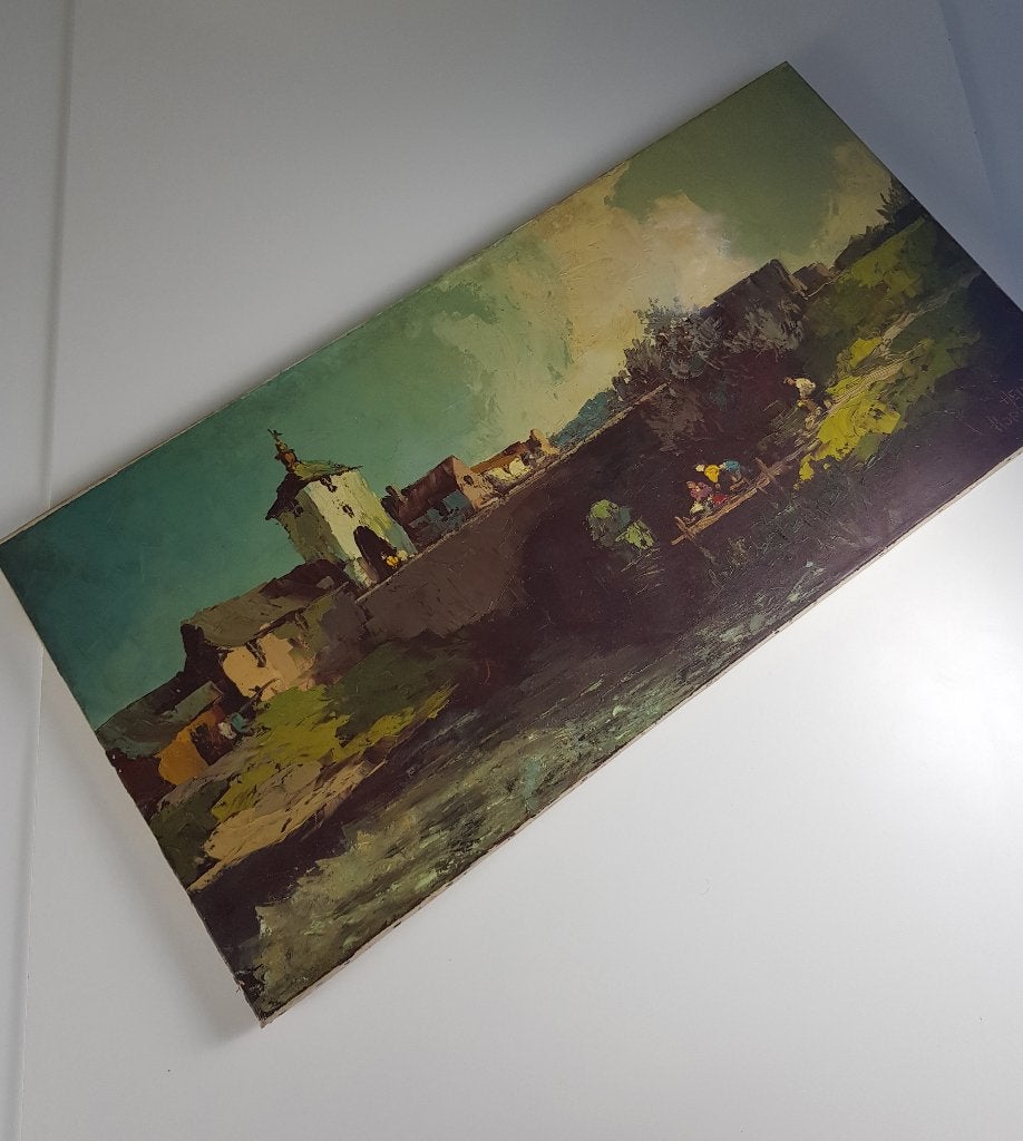 Origineel impasto olieverfschilderij - Hein Hoppmann, Antiek en Kunst, Doek, Expressionistisch, Ophalen of Verzenden, Landschap