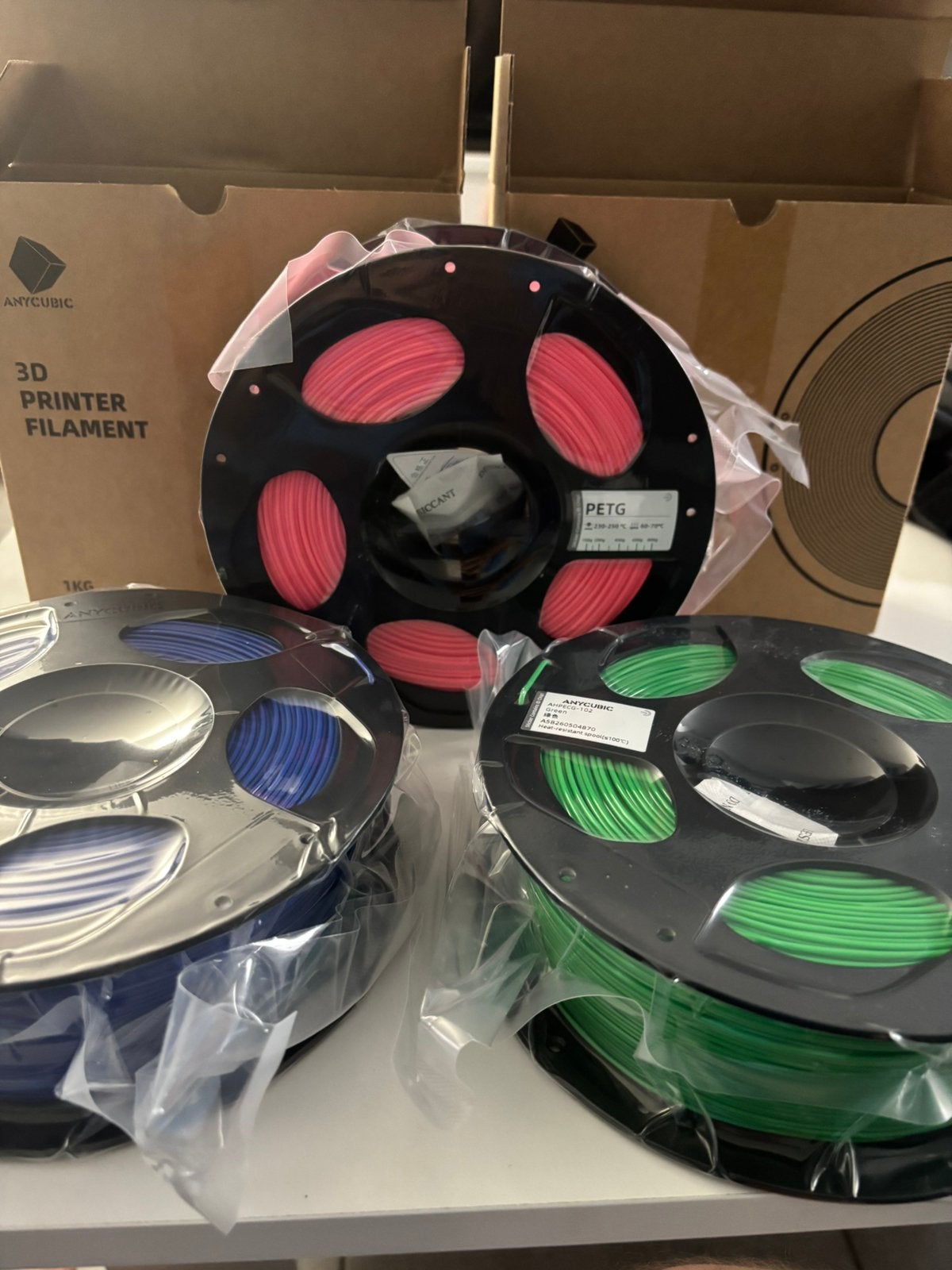 3 spoelen PETG Anycubic groen/roze/blauw 3X1KG, Ophalen of Verzenden, Nieuw