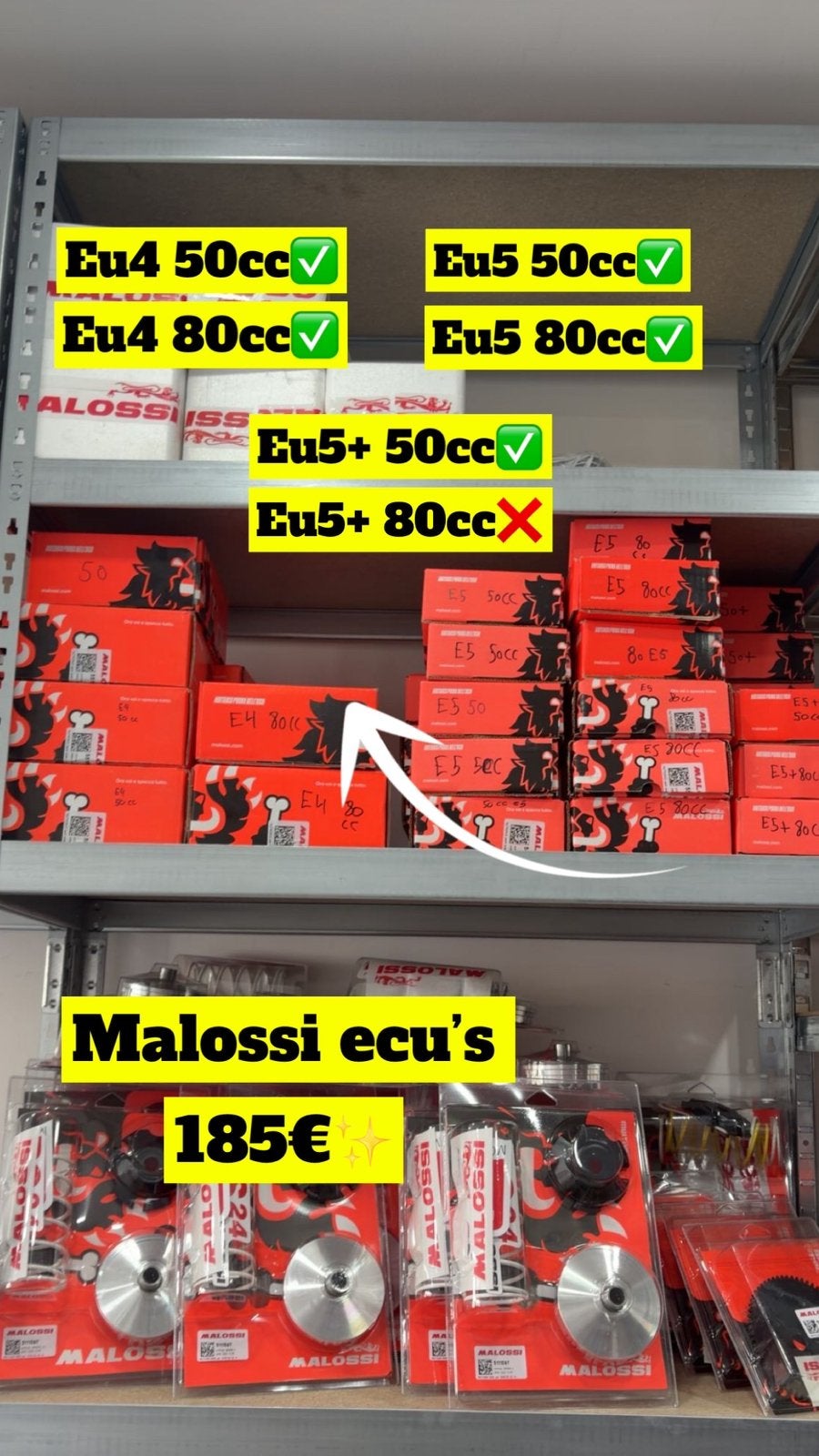 Malossi ecu’s, Enlèvement ou Envoi