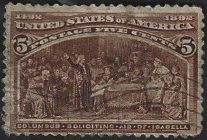 1 Postzegel USA 1893 Columbus tentoonstelling, Ophalen of Verzenden, Gestempeld, Noord-Amerika