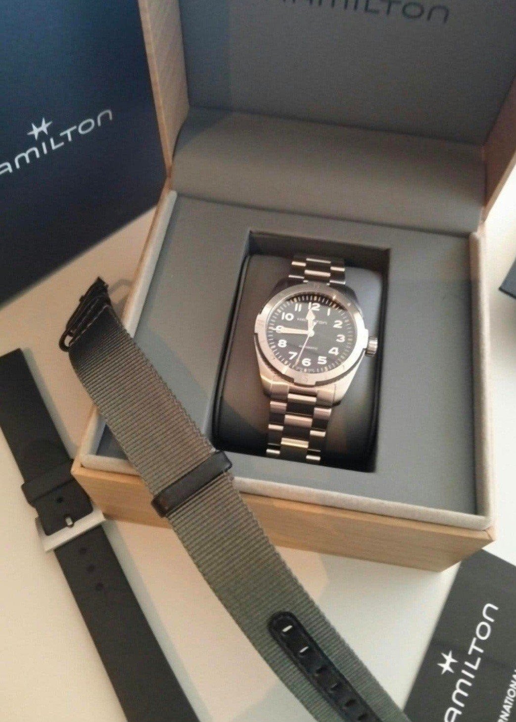 2xHamilton Khaki field 37mm 100m autom+38mm mech  50m, Ophalen of Verzenden, Nieuw