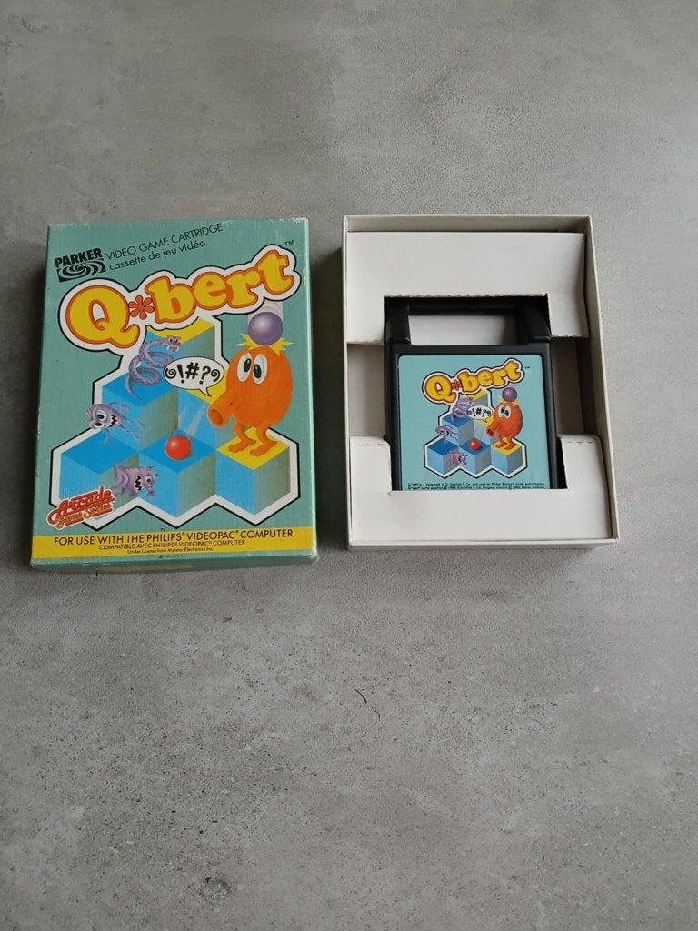 Q Bert Philips Videopac Parker Video Game, Consoles de jeu & Jeux vidéo, Jeux | Autre, Enlèvement ou Envoi, Utilisé