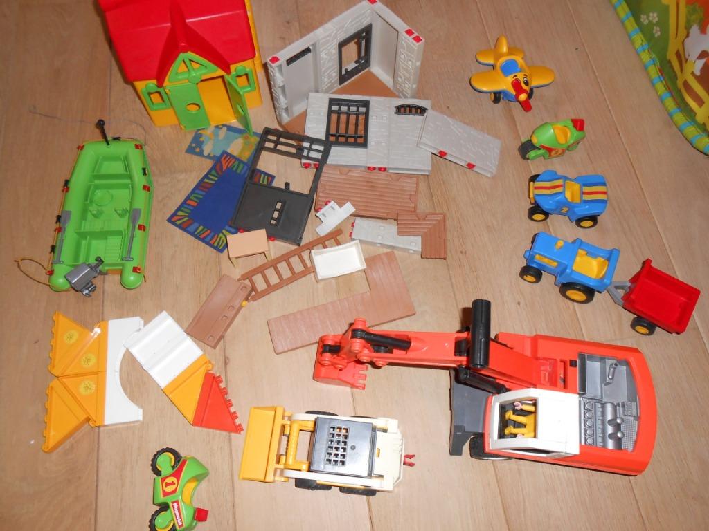 playmobil véhicules tracteur pelleteuse maison bateau LOT 25, Enlèvement, Utilisé, Playmobil en vrac