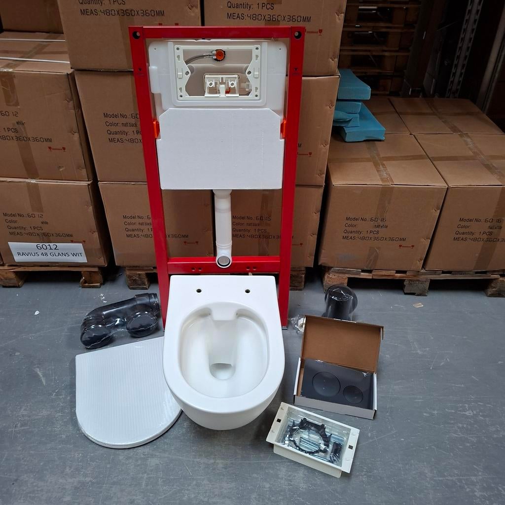 Inbouwreservoir incl hangtoilet mat wit en drukknop nr199, Ophalen of Verzenden, Nieuw