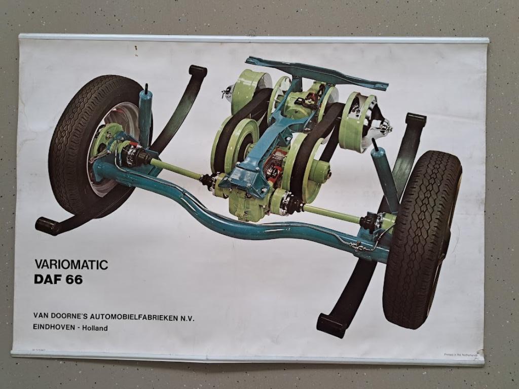 Vintage Muurplaat - Daf 66 Variomatic - 1972, Verzamelen, Merken en Reclamevoorwerpen, Gebruikt, Reclamebord, Ophalen