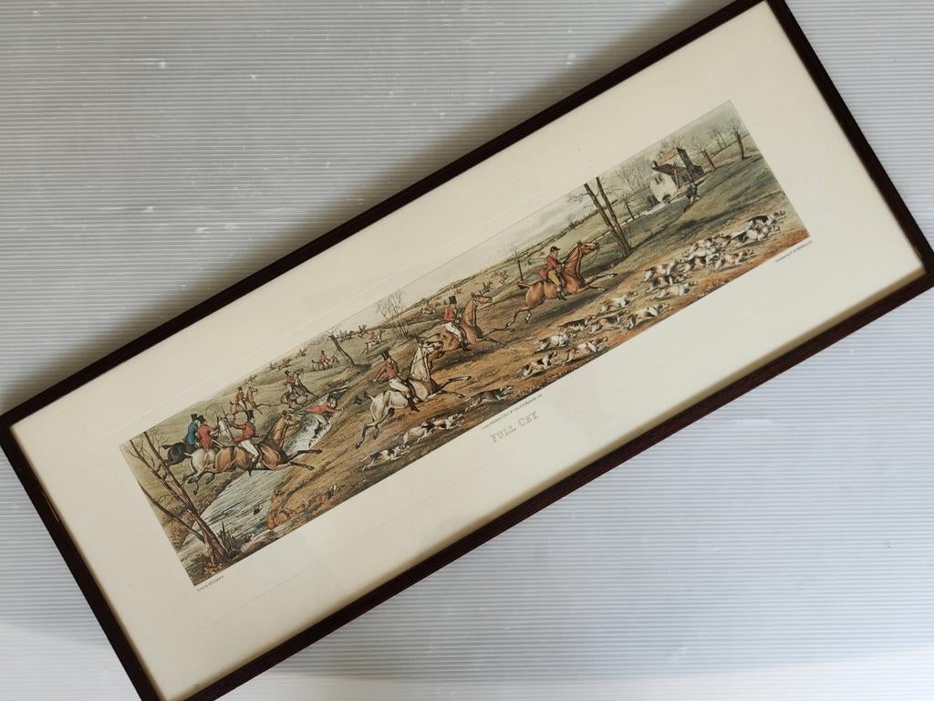 Aquarel in glas met kader, Antiek en Kunst, Ophalen