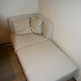 Chaise longue rechts van crèmekleurige stof NAPASA, 75 à 100 cm, 150 à 200 cm, Enlèvement, Tissus